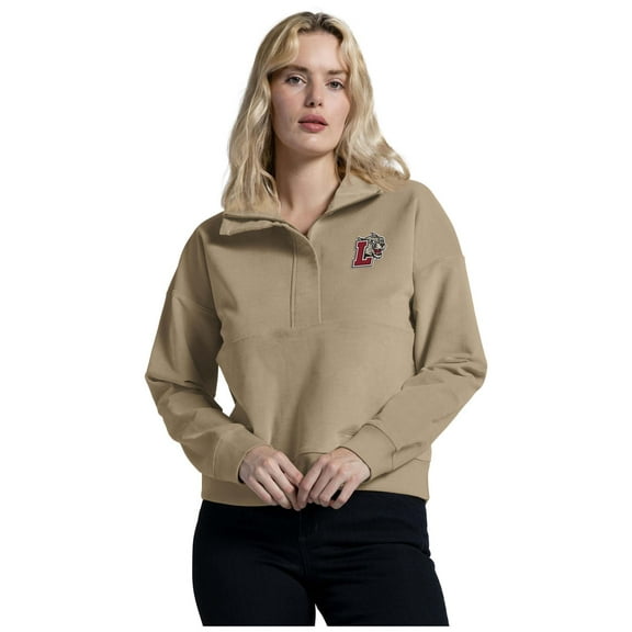 Women's League Collegiate Wear Tan Lafayette College Leopards Half-Zip Sweatshirt
