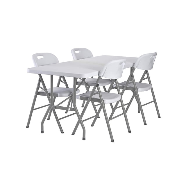 Set de Mesa plegable Beckon Polietileno 1.8M + 4 sillas Plegables heavy duty
