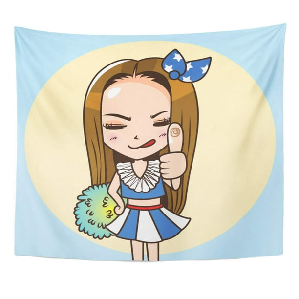Ufaezu Athletic Brown Cheer Cartoon Character Cute Woman In Cheerleader Uniform Thumb Up Leader Beautiful Wall Art Hanging Tapestry Home Decor For Living Room Bedroom Dorm 60x80 Inch Walmart Com Walmart Com