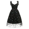 thumbnail image 3 of IBTOM CASTLE Women's Tie Strap Tulle Prom Dress Sweetheart Neckline Flower Embroidery Formal Party Mini Homecoming Dresses S Black Stars, 3 of 8