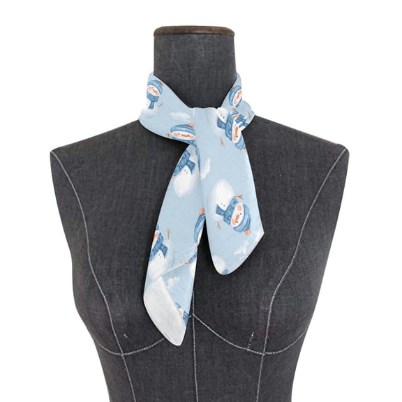 Square Scarf 24x24 Inch Blue Scarf Snowmen Silky Satin Sun Protection Neck Scarf for Women Multi-Purpose Head Wrap Bandana for Hair Bag Decoration