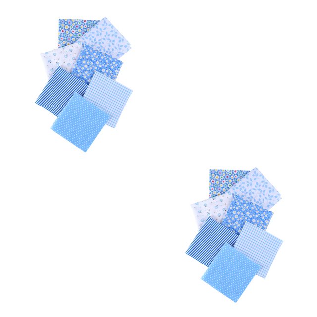 sweethay 7 Uds serie de Color azul tela de algodón diferentes patrones impresos materiales de tela para DIY muñecas de costura manualidades Azul 25*25cm 2piezas sweethay CBP005406