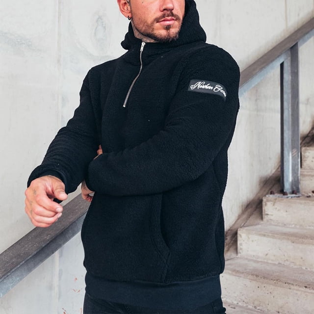 pstuiky Camisas de invierno de manga larga para hombre, Sudadera deportiva de felpa con capucha para hombre, de manga larga y uso diario top de hombre xl