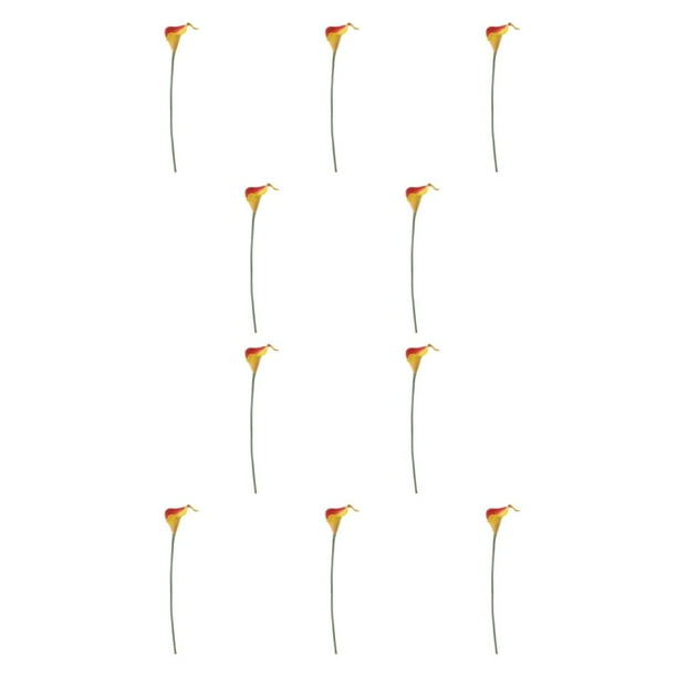 Cala simulada Wosthever Flores artificiales brillantes y románticas amarillo rojizo 10Conjunto