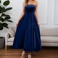 thumbnail image 2 of DHFJKG Dresses For Women Elegant Evening Gown Strapless Party Formal Dinner Guest Maxi Dress Velvet Cami Versatile Dresses, 2 of 6
