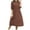 Brown, variant on Busydd Womens Fall Dresses 1/2 Sleeve Round Neck Midi Dress Fashion Elegant Solid Color Homecoming Dresses Casual Flowy Cotton Linen Cocktail Dress