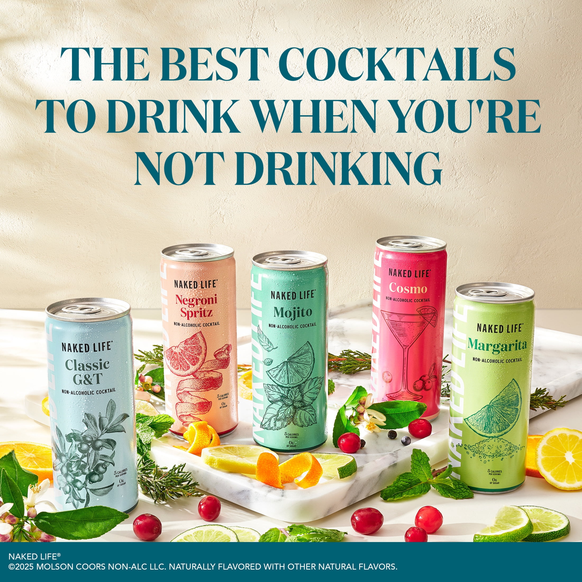 Naked Life Classic G&T, 4 Pack, 8.4 fl oz Aluminum Cans, 0% ABV
