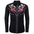 thumbnail image 2 of COOFANDY Men's Western Cowboy Shirt Embroidered Long Sleeve Cotton Casual Button Down Shirt, 2 of 6