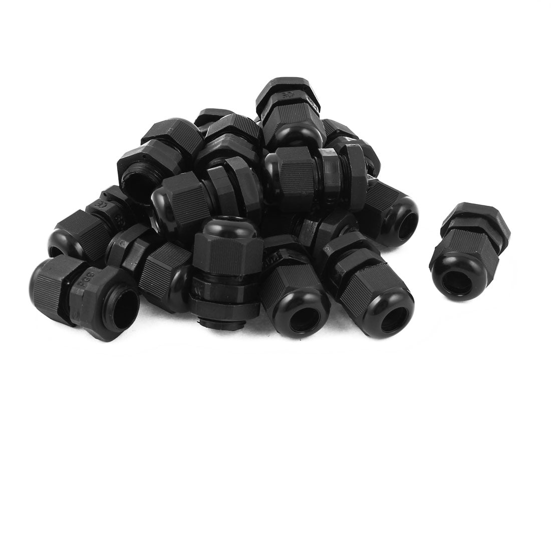 uxcell M20x1.5 Type Plastic Waterproof Cable Gland Connector Black 15pcs