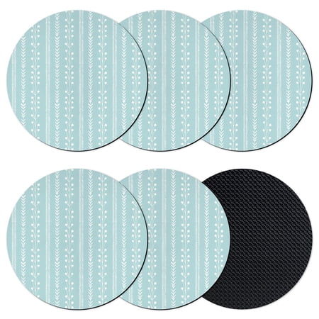 Simple Vertical Stripes Coasters Set of 6 Absorbent Coasters for Drinks Summer Coastal Lines Style Blue Green Coaster for Desk Coffee Table Protection Home Decor House Warming Gifts 4