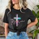 thumbnail image 4 of Mujeres Pantalones Cortos de Manga Corta Impresa Floral Cuello Redondo Superior / Camisa Poliéster, Blusa Casual de Moda para el Uso Diario Del Hogar, 4 of 5