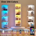 thumbnail image 5 of ModFurne Glass Display Shelf for Collectibles, LED Black Curio Cabinet, Lighted Tall Narrow Pegboard Steel Frame, Small,White, 5 of 8