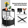 thumbnail image 5 of Small Side Table, Black Round End Table with Storage Basket, Metal Night Stand with Removable Tray, Small Bedside Table for Living Room, Bedroom, Nursery (Black), 5 of 7