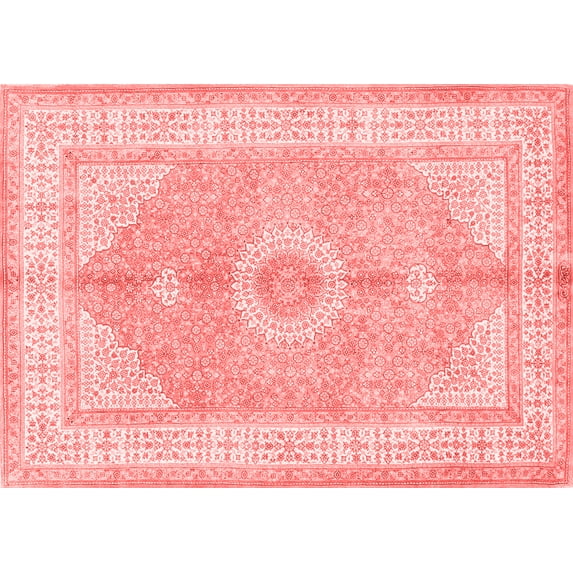 Ahgly Company Indoor Rectangle Medallion Red Traditional Area Rugs, 8' x 10'