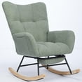 thumbnail image 2 of PAPROOS Rocking Nursery Chair with Footrest, Upholstered Glider Chair with High Backrest and Side Pocket, Teddy Fabric Rocker Accent Armchair for Nursery Bedroom Living Room, Green, 2 of 10
