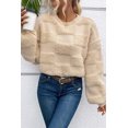 thumbnail image 5 of Ushdele Cozy Plaid Sherpa Crew Neck Sweater - Soft, Casual, Long Sleeve Fashion, 5 of 8