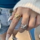 thumbnail image 2 of Anillos de oro para mujer, chapado en oro de 14 quilates, plata, oro rosa, mal de ojo, cheurón, puntiagudo, anillo abierto en forma de V, circonita cúbica marquesa, anillos ajustables para adolescentes y niñas   ER, 2 of 5