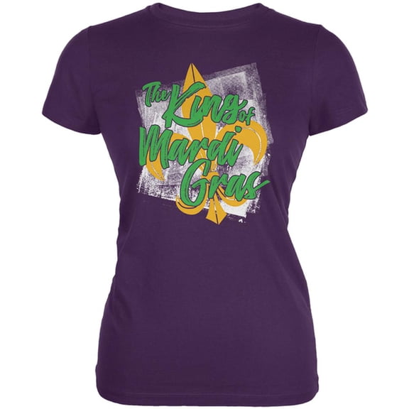The King of Mardi Gras Juniors Soft T Shirt Purple SM