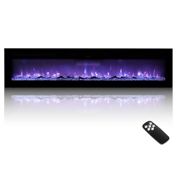 VEVOR 72 inch Electric Fireplace, Wall Mounted Recessed Fire Place with Remote Control, Timer, 1500W, Adjustable Flame Color Brightness, Touch Screen, Overheat Protection, for Living Room,Bedroom