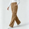 thumbnail image 5 of Corduroy Wide Leg Cargo Sweatpants for Women Elastic Waist Sweatpants Casual Solid Color Pockets Long Pants Workout Lounge Trousers with Pockets, 5 of 7