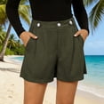 thumbnail image 2 of CFLVAEK Corduroy Shorts for Women Summer Casual Wide Leg Beach Vacation Shorts Comfy High Waisted Button Shorts with Pockets Army Green L, 2 of 8