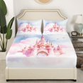 thumbnail image 3 of Erosebridal Princess Castle Sheet Set Queen, Light Pink Bedding Sets Queen Size, Cartoon Cloud Star Decor 4-Piece, 3 of 7