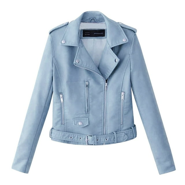 Cropped Jacket women Ladies Lapel Motor Jacket Coat Zip Biker Short Punk Cropped Tops