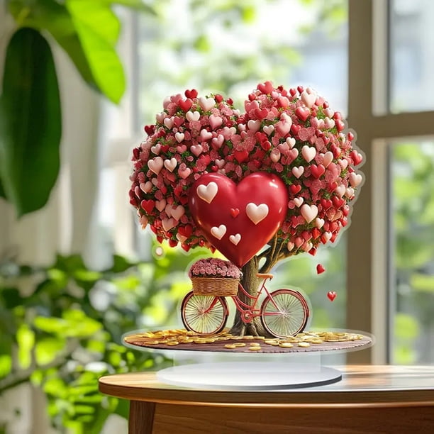 Xihbxyly Adorno de Rosal, Impresionante Adorno de Amor Acrílico, Diseño de Corazón Rojo Vibrante, Ligero y Portátil, Perfecto para Regalar En San Valentín, Un Toque Romántico para El Hogar.
