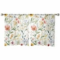 thumbnail image 3 of Colored Flower Sheer Curtains 54 Inches Length 2 Panels Set, Window Sheer Curtains for Living Room/Bedroom, Green Leaf Aesthetics Pastel Spring Plant Light Filter Rod Pocket Curtain 52'' x 54'' x 2, 3 of 7