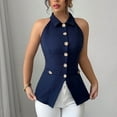 thumbnail image 3 of ZOELNIC Women's Halter Neck Vest Lapel Collar Button Down Sleeveless Blazer Vest Business Casual Tops, S, 3 of 8