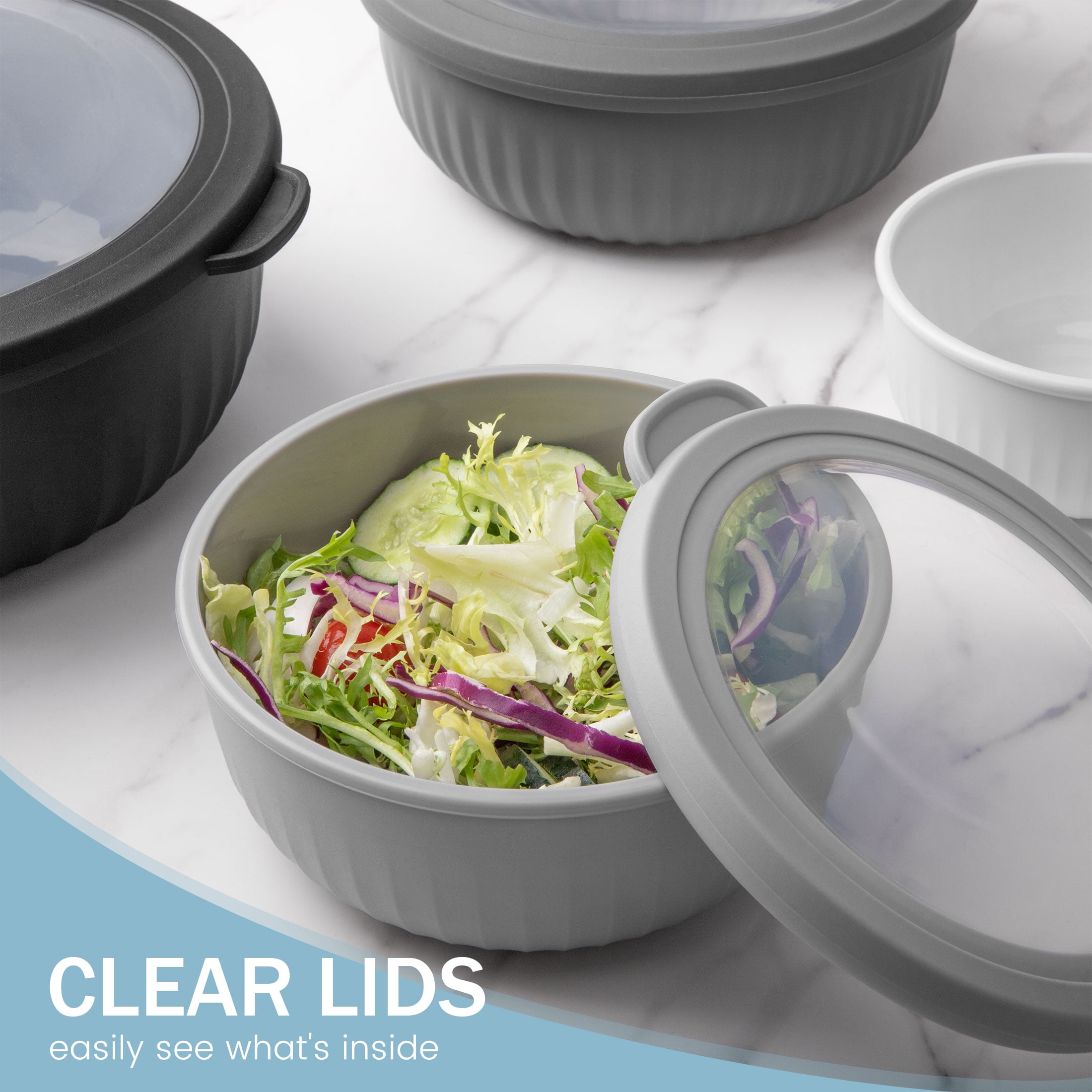 GPED 8 Piece Mixing Bowl Set with Lids, Food-Grade Plastic