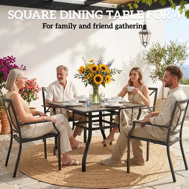 36x36 patio table and umbrella and 4 chairs Withniture 5 Pieces Outdoor Dining Set, 36