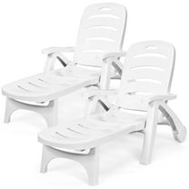 Costway 2 PCS Folding Chaise Lounge Chair 5-Position Adjustable Recliner White