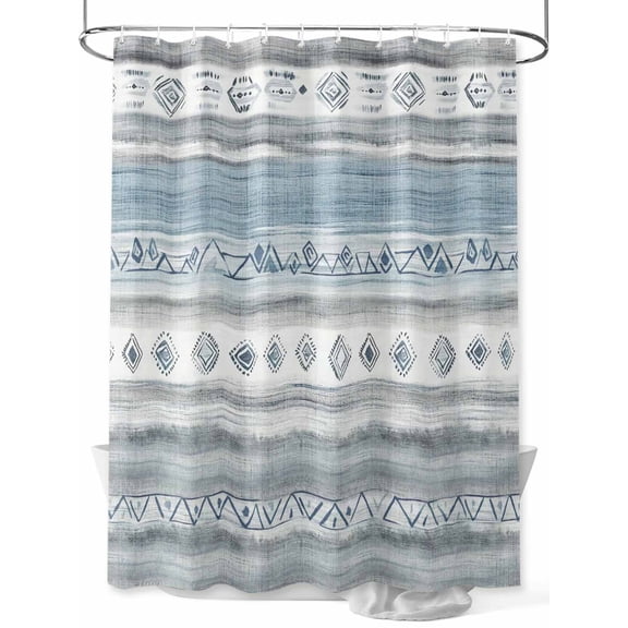 Fsddascl Blue Grey Brush Shower Curtain Set - 54" x 78" Washable Bathtub Curtain with 12 Hooks, Modern Abstract Vintage Texture Waterproof Fabric Stall Shower Curtains for Bathroom/Bathtub Décor
