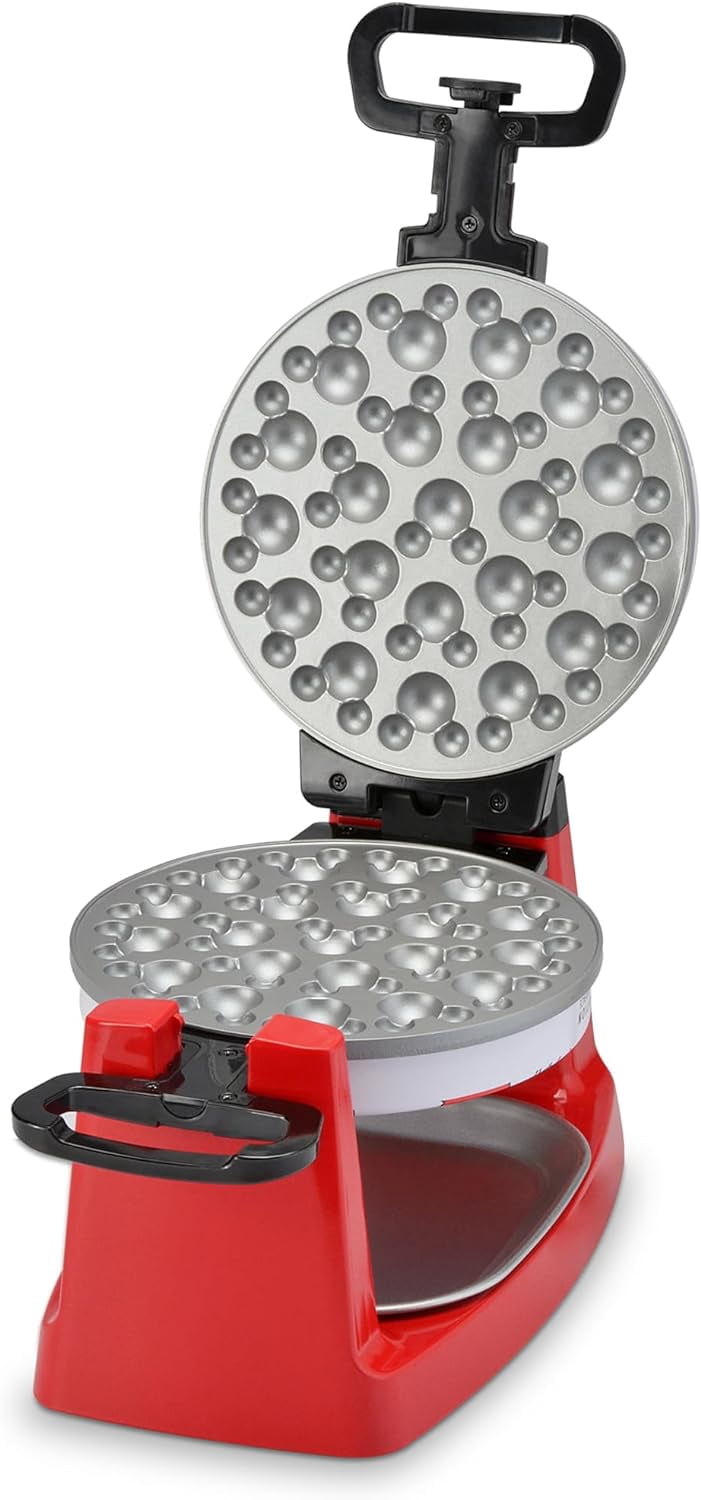 Rotating Bubble Waffle Maker with Nonstick Plates and Drip Tray for Home Kitchen Use