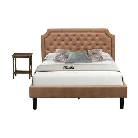 East West Furniture Granbury 2-Piece Wood Queen Platform Bedroom Set in Brown