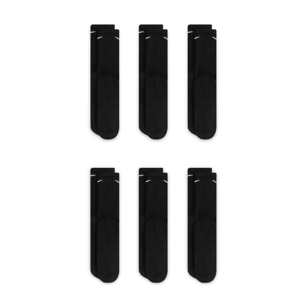 Men's Nike 6-pack Everyday Plus Cushion Crew Training Socks Color: Black Size: 6-8
