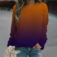 thumbnail image 2 of IROINNID Women's Long Sleeve Sweatshirt Round Neck Mid-Length Gradient Loose Tops Sweatshirt, Purple, 2 of 5