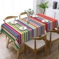 thumbnail image 2 of Mexican Style Tablecloth Traditional Colorful Rainbow Stripes Rectangle Tablecloth Bright Lines Art Table Cover 60×84 Inch Washable Table Cloth for Kitchen Dining Room Party Decoration, 2 of 8