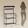 thumbnail image 2 of Distressed Black Kitchen Baker's Rack with Power Outlet & Adjustable Shelves - Coffee Bar Station for Living Room & Dining Area - 31.5" x 16.5" x 53.9", 2 of 7