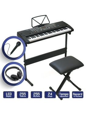 61-Key Electronic Keyboard Piano with Stand, Stool, Headphones & Microphone