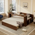 thumbnail image 4 of [Luckynote] Queen Size Daybed with Removable Desk, Storage Drawers & Hydraulic Side Table, Espresso, 4 of 11
