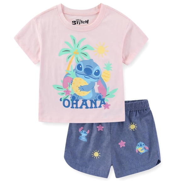 Disney Lilo & Stitch Short Sleeve T-Shirt and Shorts Set (Girls), 2 Piece Set, Sizes 4-12