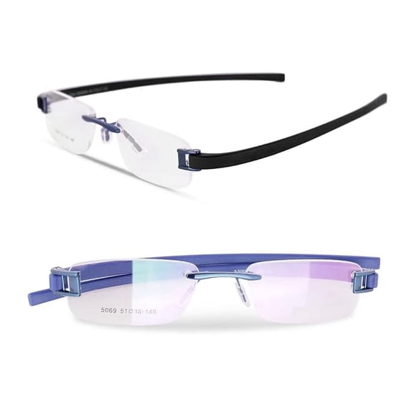 RSINC Combo Tag Rimless Frame Eyeglass Spectacle For Men And Women Modern Collage Fashion School Ladies Sports Tag Black Blue & Blue Blue 51-18-140