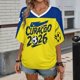 thumbnail image 1 of Women's Football Graphic T-Shirt, Soccer Fans V-Neck Short Sleeve T-Shirt with Print, Soft Lightweight Soccer Apparel Shows Player Number for Soccer Tournament 2026 Dark Blue Size: 2XL, 1 of 5