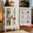 thumbnail image 3 of Lighted Curio Cabinet, 44" H Glass Display Cabinet with 3-Tier Adjustable Glass Shelves, China Cabinet with Mirrored Back Panel for Living Room, Light Blub Included(White), 3 of 9
