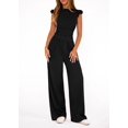 thumbnail image 2 of EASYBRA Women Casual Two Piece Outfit Ruffle Sleeve Top and Pleated Wide Leg Pants Summer Fashion Set, 2 of 7