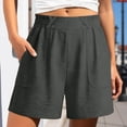 thumbnail image 2 of Guitiannn High Waisted Casual Summer Shorts for Elastic Comfort Loose Fit Solid Color Straight Leg Shorts Women's Shorts Athletic Long Chub Rub Shorts for Women Women Athletic Shorts Twill Shorts, 2 of 6