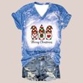 thumbnail image 1 of ICHUANYI Clearance Women Casual Print Christmas Loose Short Sleeve V-Neck Tops(Light Blue, XXL) ICHUANYI WER2023081404902, 1 of 5