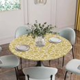 thumbnail image 2 of Yelllow Floral Fitted Tablecloth with Elastic Edged, Round Table Cloth for Dining Table, Vintage Rustic Plants Flowers Spring Waterproof Oil Proof Table Cover for Indoor Outdoor 45"-54", 2 of 8